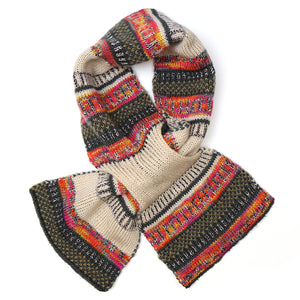 Oatmeal & Red Fair Isle Pull Through Scarf