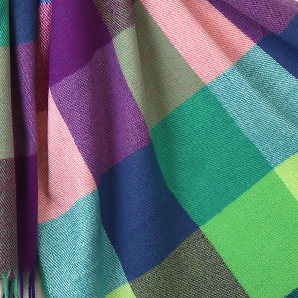 Blue, Pink and Green Mix Colour Block Scarf