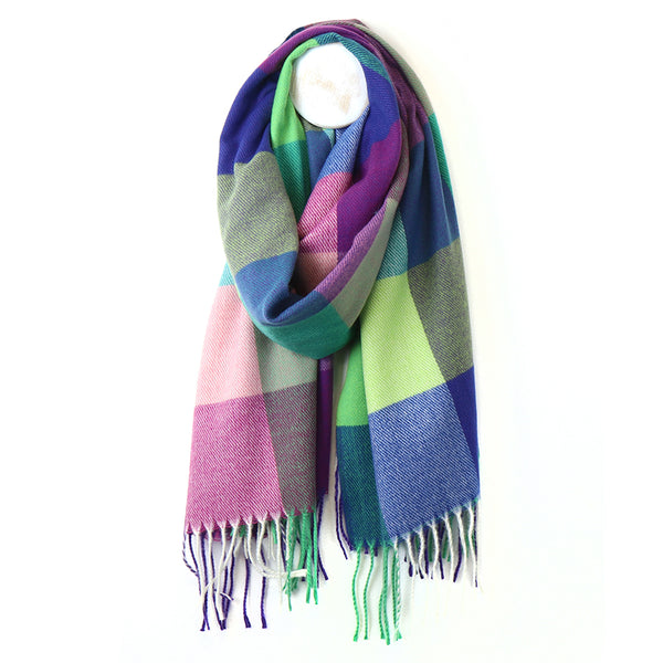 Blue, Pink and Green Mix Colour Block Scarf