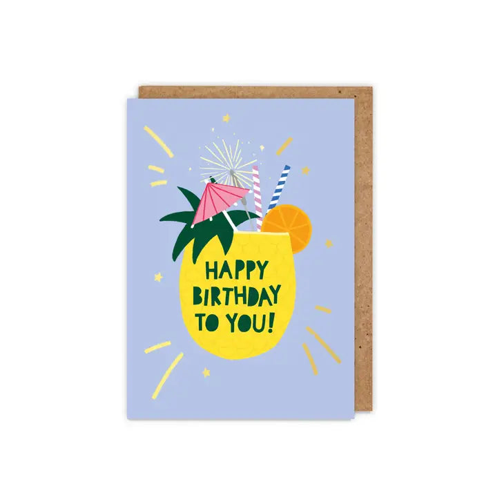 Gold Foiled 'Happy Birthday To You!' Pineapple Cocktail Card