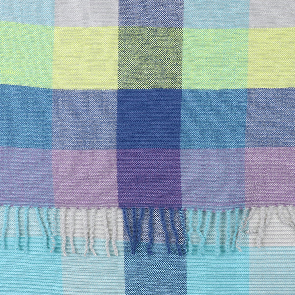 Blue and Green Mix Crinkle Check Scarf