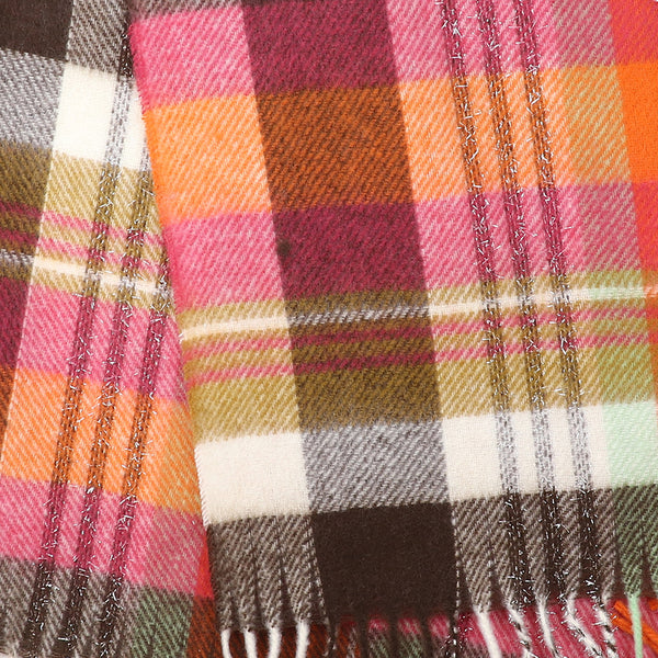 Orange and Ochre Mix Tartan Check Scarf