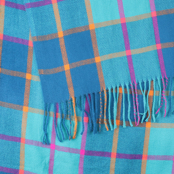 Teal and Purple Mix Check Scarf