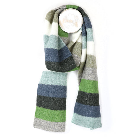Stripy Blue and Green Mix Scarf