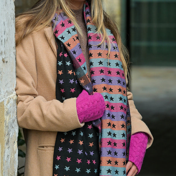 Jacquard Stripes and Stars Scarf