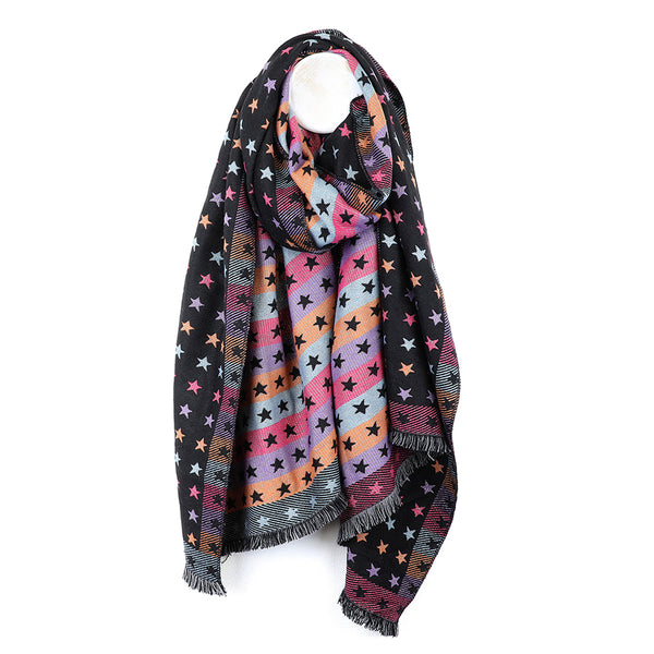 Jacquard Stripes and Stars Scarf