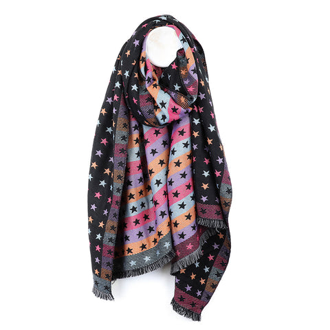 Jacquard Stripes and Stars Scarf