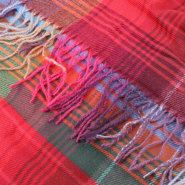 Raspberry Mix Check Scarf