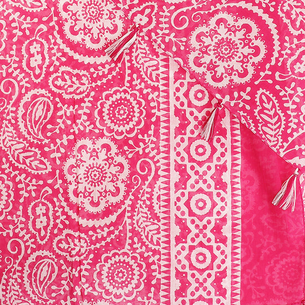Cerise Cotton Paisley Floral Print Scarf