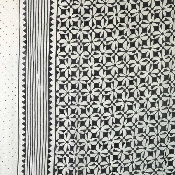 Monochrome Graphic Repeat Print Cotton Scarf