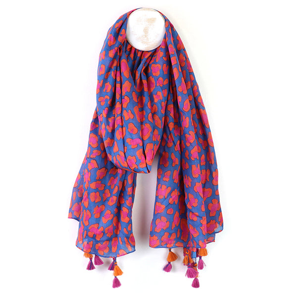 Pink and Blue Cotton Camo Print Scarf