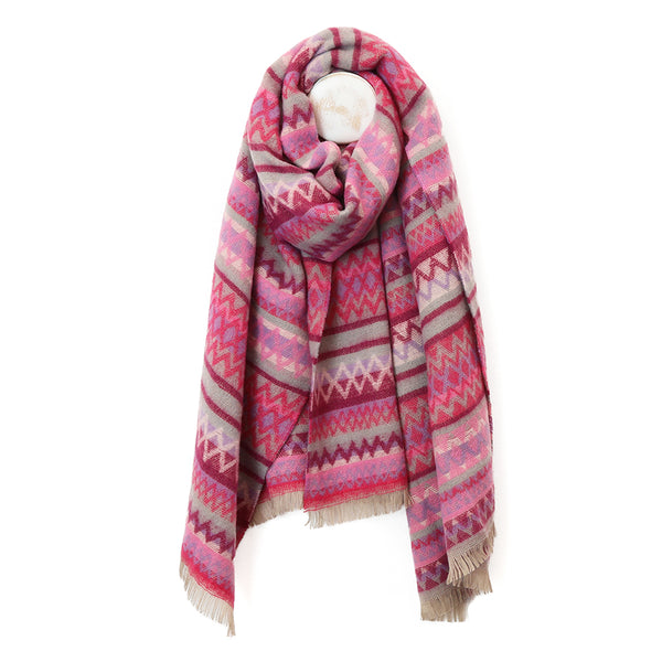 Pink & Lilac Mix Zigzag Stripes Scarf