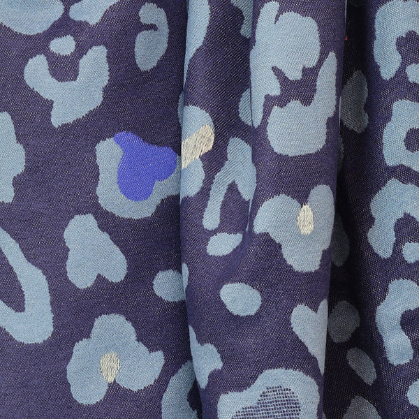 Navy Mix Animal Print Hearts Jacquard Scarf