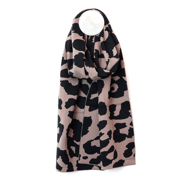 Taupe and Black Abstract Animal Print Scarf