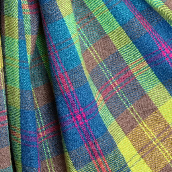 Lime, Blue and Pink Classic Tartan Check Scarf