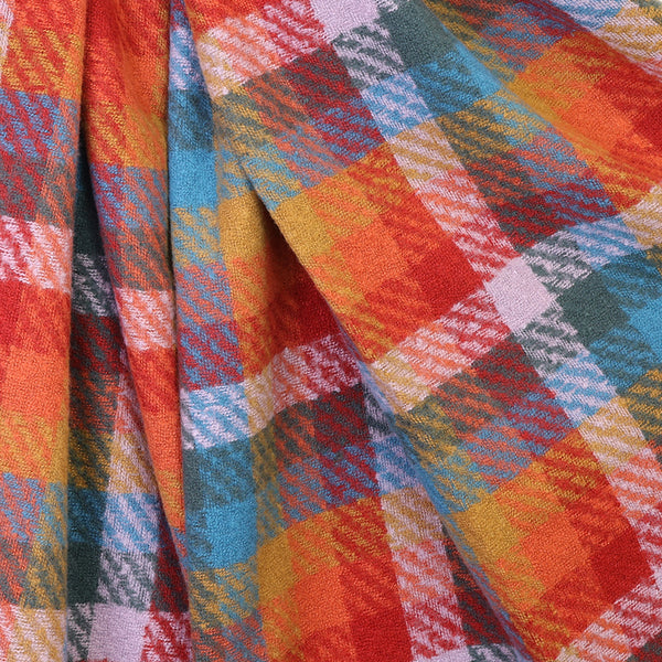 Red, Lilac & Multi Mix Check Weave Scarf