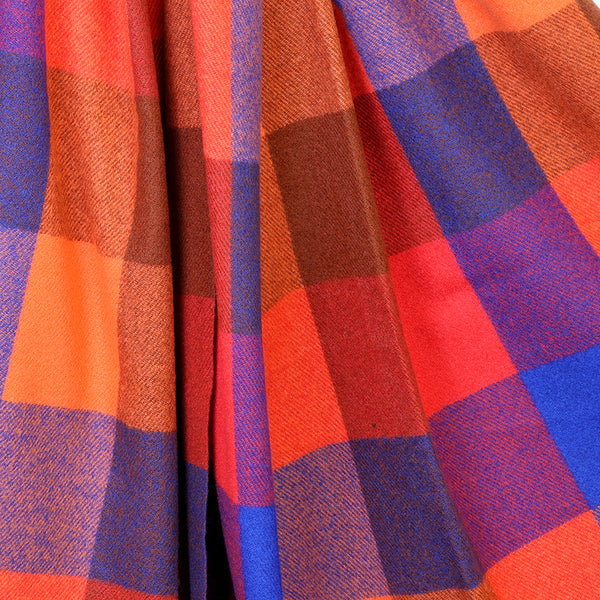Orange and Blue Mix Check Scarf
