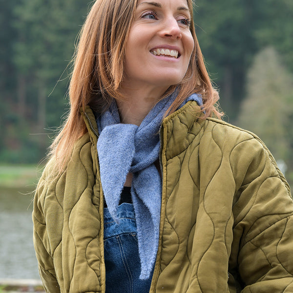 Blue Triangle Knit Scarf