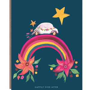 Rainbow Wedding Car Card