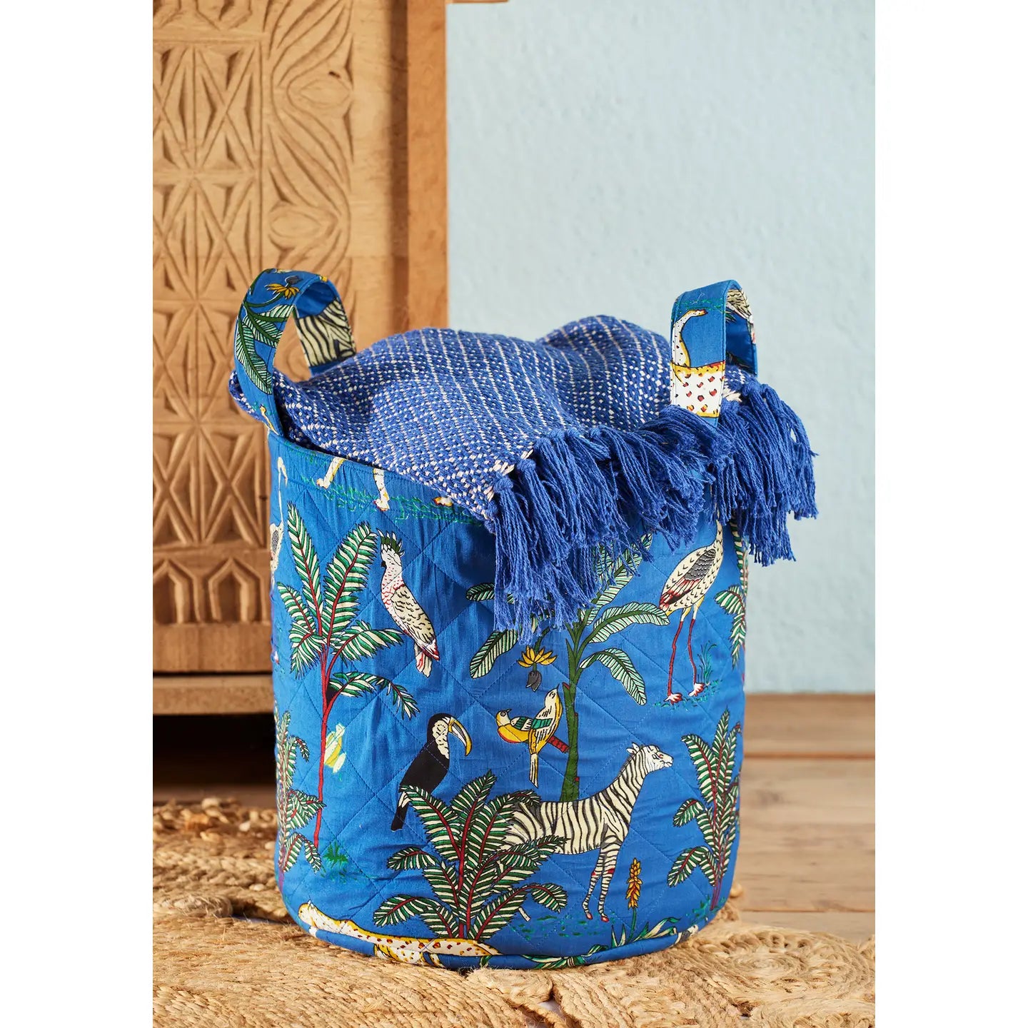 Blue Jungle Print Laundry/Storage Bag