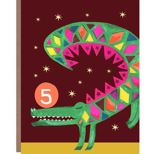 Age 5 Party Croco Birthday Greetings Card