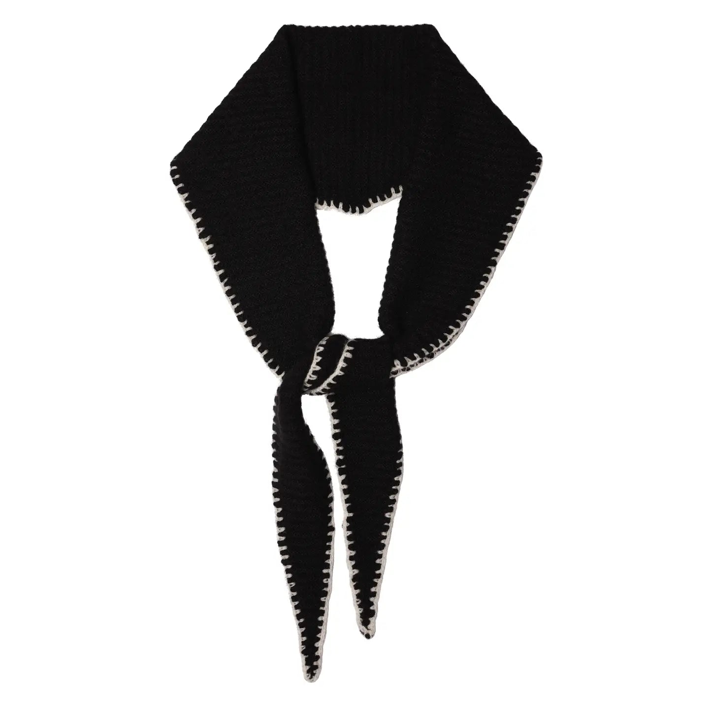 Cashmere Diamond Skinny Scarf - Black
