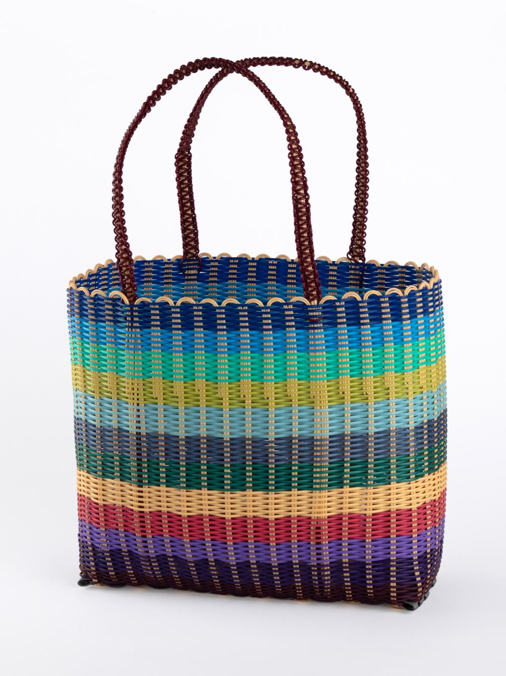 Large Striped Woven Baskets
