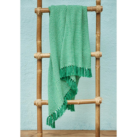 Green Wide Chevron Recycled Cotton Throw