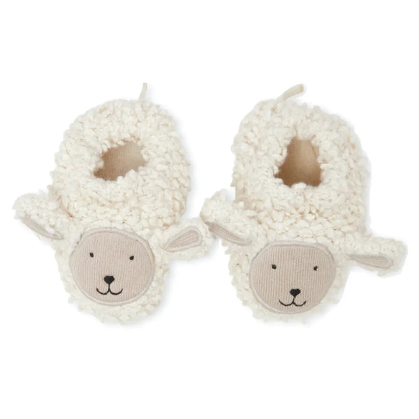 Cotton Knit Baby Booties - Sheep Boucle
