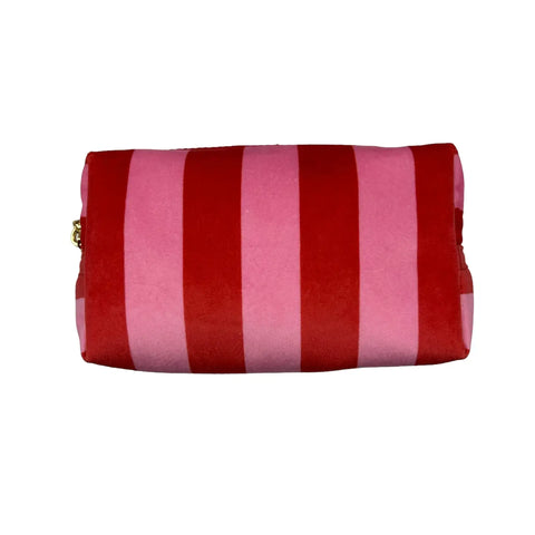 Pink Stripe Make-Up Bag - Recycled Velvet