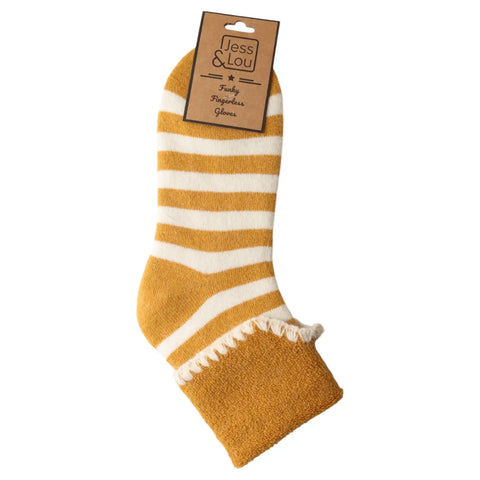 Gold Stripe Cosy Cuff Socks