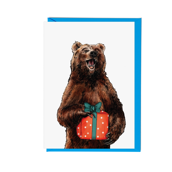 Party Bear and Present Greetings Card | Men's Birthday Card
