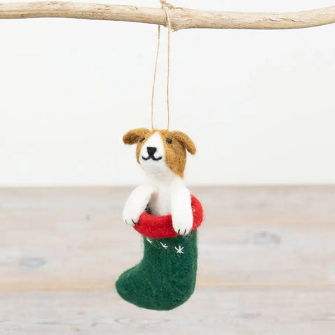 Felt Dog in Stocking Hanger