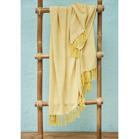 Yellow Wide Chevron Recycled Cotton Throw
