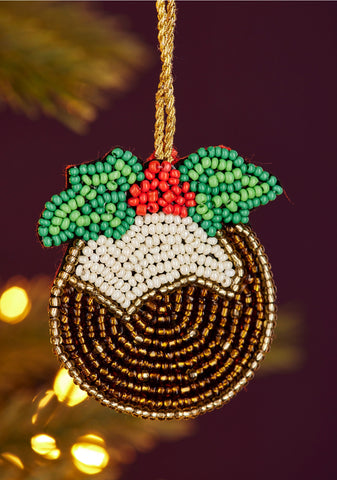 Christmas Pudding Beaded Decoration