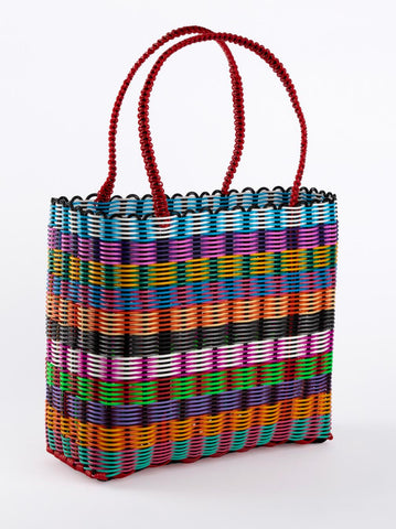 Large Checked Woven Baskets