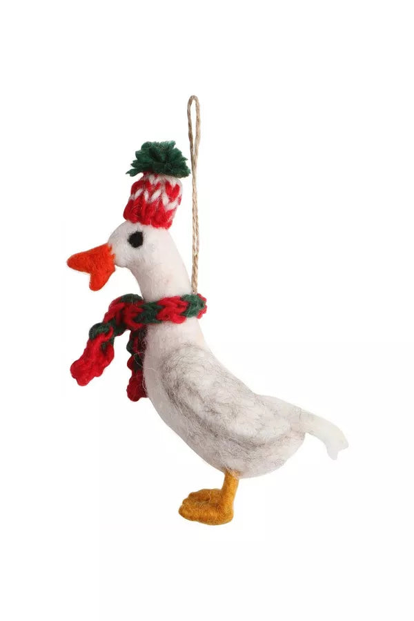 Christmas Bobble Hat & Scarf Duck Decoration