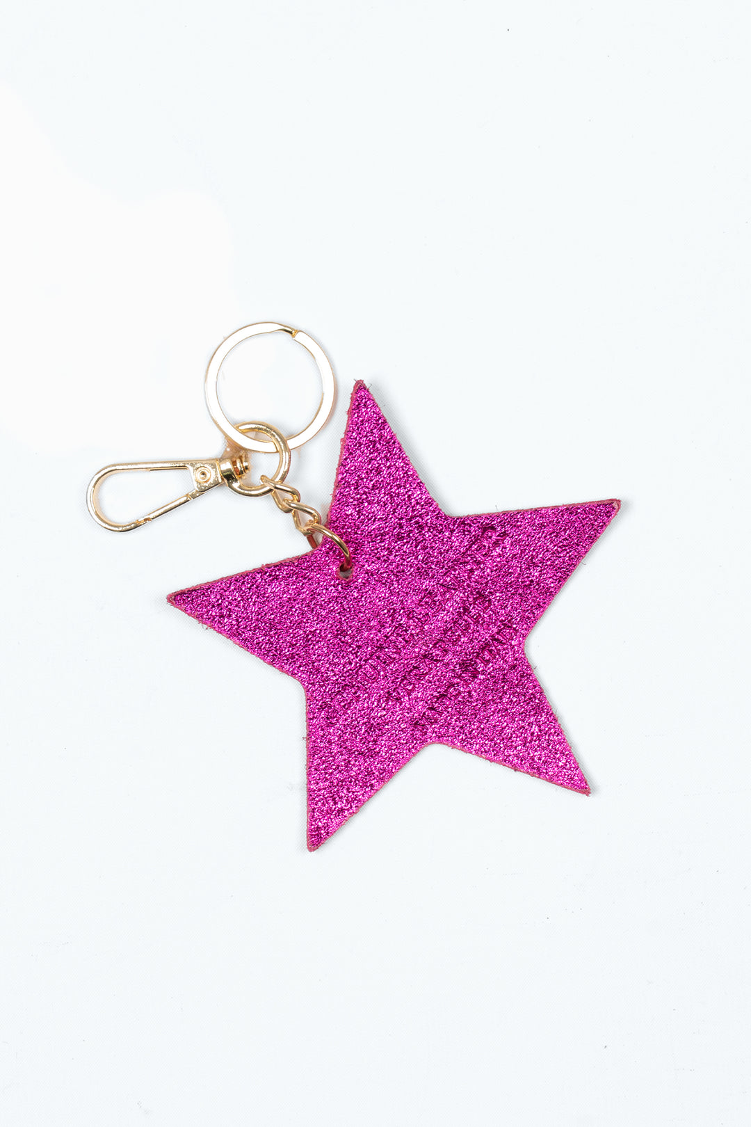 Pink Metallic Italian Leather Star Keyring