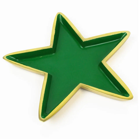 Green Enamel Star Trinket Tray