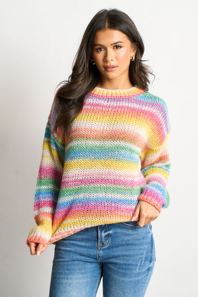 Rainbow Striped Italian Wool Blend Jumper