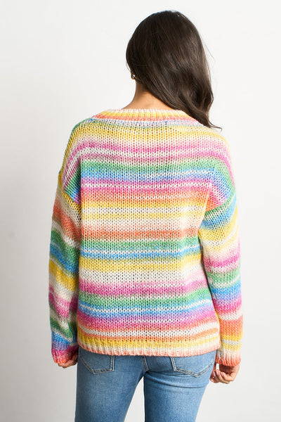 Rainbow Striped Italian Wool Blend Jumper