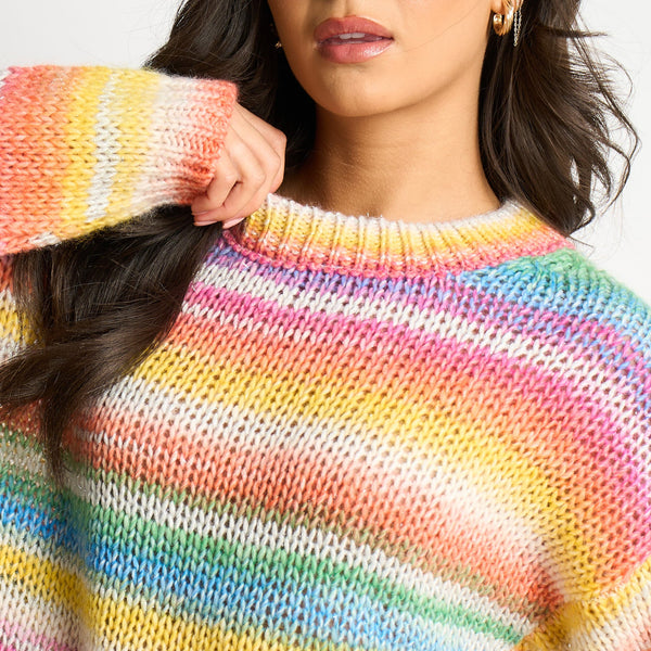 Rainbow Striped Italian Wool Blend Jumper