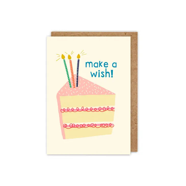 Illustrated 'Make A Wish!' Fun and Cute Cake Birthday Card