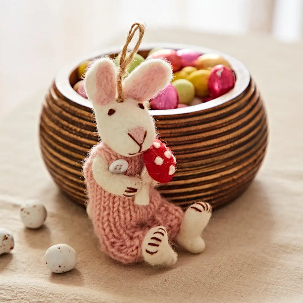 Felt Rabbit with Mushroom Hanging Decoration