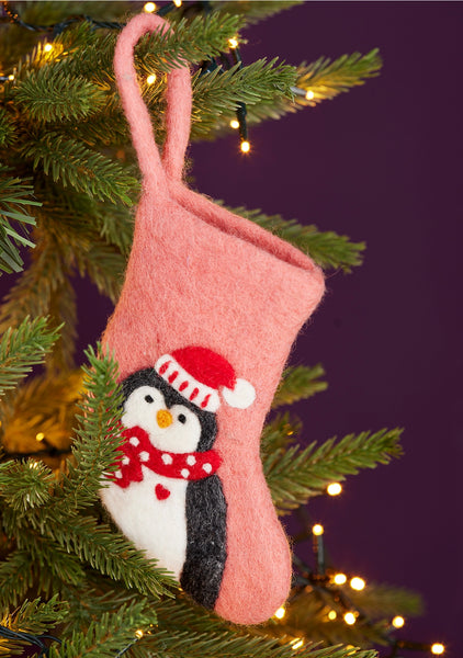 Felt Bear or Penguin Mini Stocking Decoration