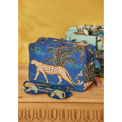 Large Blue Jungle Print Wash Bag