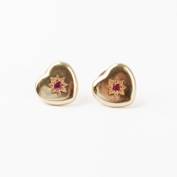 Pink Crystal Gold Heart Burst Studs