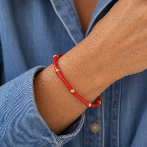 Red Enamel Bamboo Style Bangle