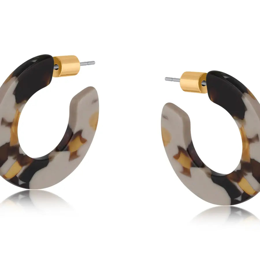 Cappuccino Oval Resin Hoop Earrings