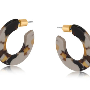 Cappuccino Oval Resin Hoop Earrings